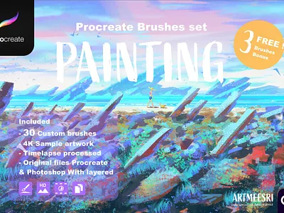 Procreate Brushes set Painting branding painting brushes painting template painting template paintings