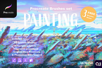 Procreate Brushes set Painting branding painting brushes painting template painting template paintings