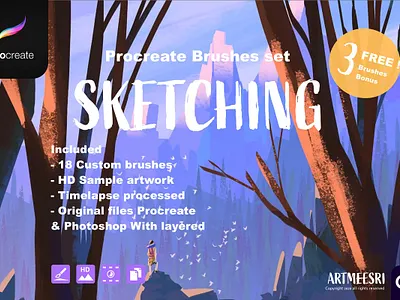Procreate Brushes Set Sketching branding branding design