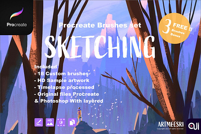 Procreate Brushes Set Sketching branding branding design