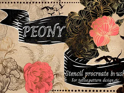 Peony tattoo collage procreate brush brush procreate procreate app procreate art procreate brushes procreate illustration procreate lettering procreateapp tattoo