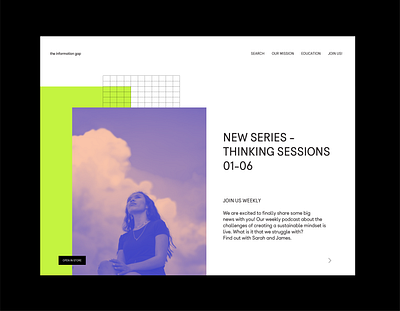 The Information Gap composition branding composition design graphic layout millennials minimal neon colors photography screen
