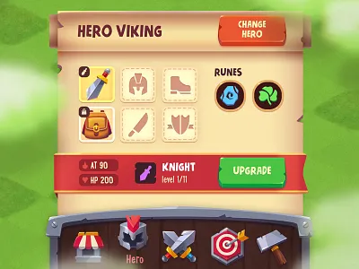 Hero UI button game game ui icon ilustration ui wood