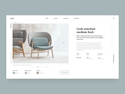 Cosh Furniture - Designer furniture online store concept clean design design concept furniture furniture website light colors modern online store ui design uiux web design