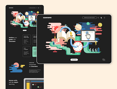 Coursera Website design education graphic design illustration ui ux vector web web design website website concept