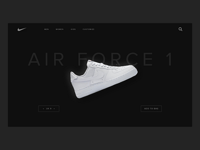 NIKE AF 1 minimal webui landing page