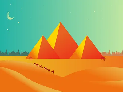 Desert Scene camel desert illustration pyramid scene vector