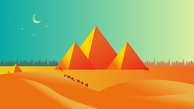 Desert Scene camel desert illustration pyramid scene vector