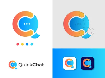 QuickChat Logo Design | (Q+C) Letter Mark alphabet logo app logo branding design chat logo chatting app creative logo gradient logo logo design logo mark logotype messaging logo modern logo qc concept qc modern logo typography