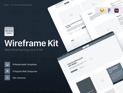 Wireframe Kit adobe xd categories figma kit landing page sections sketch templates ui design ui kit ui ux webdesign website wireframe