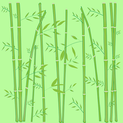 bamboo with branches and moldings on a green background abstract illustration logo vector