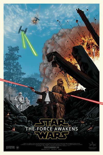 Star Wars: The Force Awakens alternative movie poster chewbacca comic digital painting disney han solo illustration movie movie poster poster star wars stormtrooper tie fighter