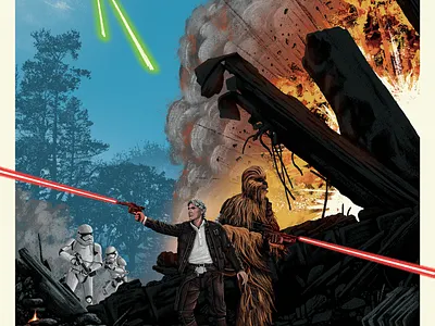 Star Wars: The Force Awakens alternative movie poster chewbacca comic digital painting disney han solo illustration movie movie poster poster star wars stormtrooper tie fighter