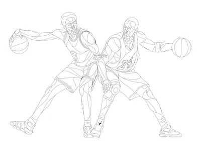 8.24 / outline 24 8 artwork basketball bryant design illustration kobe kobebryant la lakers losangeles nba outline rip tribute