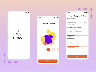 Crave- Food App concept food foodapp restaurant app ui user interface user interface design ux uxdesign uxui