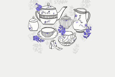 Tea Party !! art artist artwork blue creative design doodleart drawing graphic illustration vector