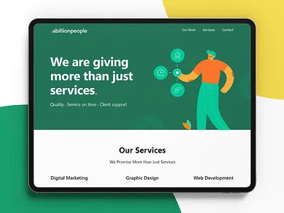 Services Page Design for A Billion People branding branding and identity illustration minimal photoshop typography ui uidesign uiux ux web page design webdesign website design