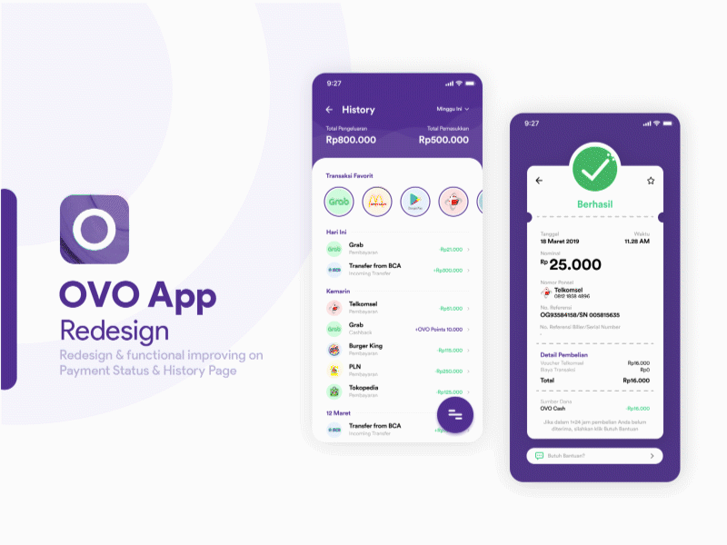 Ovo mobile payment app interface
