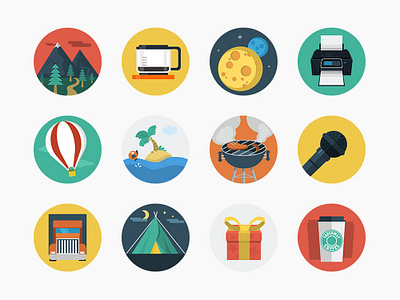 Pretty Cool Flat Icons avatar beauty cartoon character cool design fashion female flat girl icon illustration isolated person portrait pretty set style vector young