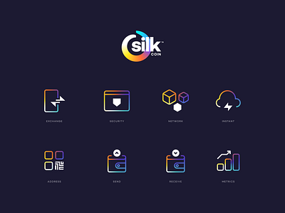 Silk Coin branding coin crypto currency design icons iconset logo modern