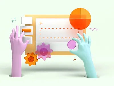 Putting together 3d c4d cinema4d collaborative hands illustration render set software