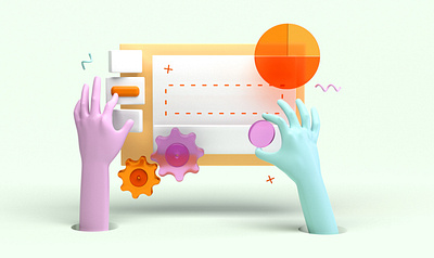 Putting together 3d c4d cinema4d collaborative hands illustration render set software