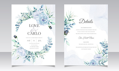 Elegant wedding invitation cards template with watercolor flower background border card design elegant floral flower frame greeting illustration invitation invite leaf romantic spring template vector vintage watercolor wedding