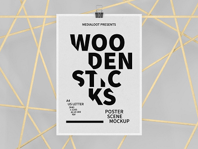 Wooden Sticks Poster Scene Mockup mockup photoshop poster