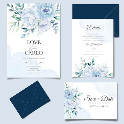 Elegant wedding invitation cards template with watercolor flower background card decoration decorative design elegant floral flower frame greeting illustration invitation invite leaf spring template vector vintage watercolor wedding