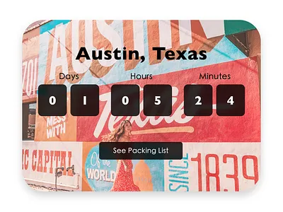 Daily UI 014 - Vacation Timer 100daysofui austin countdown countdown timer countdowntimer daily 014 daily 100 challenge daily ui daily ui 014 daily ui 14 daily ui challenge dailyui design texas ui uiux userexperience ux vacation vacation timer