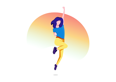 Joy character clean colorful flat girl illustration joy jump minimal people