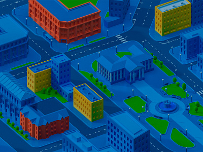 City 3d c4d city house illustration isometric map web illustration