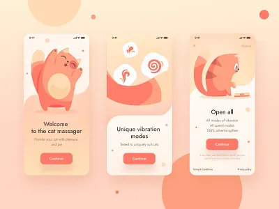 Сat Vibro Massager app cat design massager mobile orange ui ux
