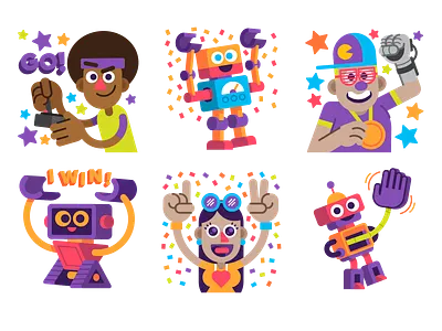 bot games stickers avatar character emoji illustration illustrations