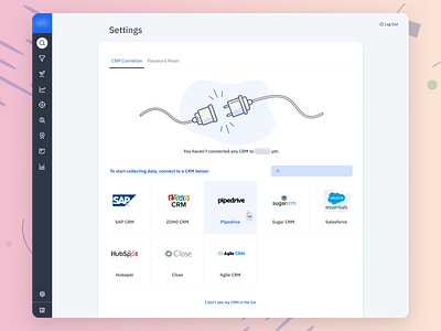 CRM Connection Page connection crm illustration settings settings page ui