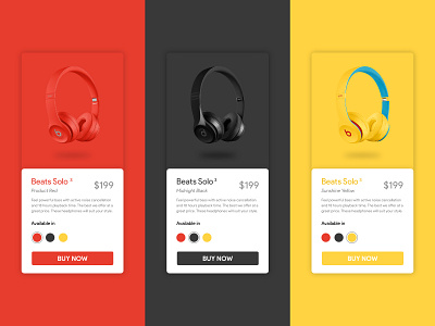 Customize Product - Day 33 app beats beats by dre black colors customize dailyui design flat headphones illustration minimal mobile ui product page red solo ui uidesign uxdesign yellow