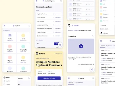 iRevise eLearning Web App - Mobile Designs app e learning product design ui uiux ux