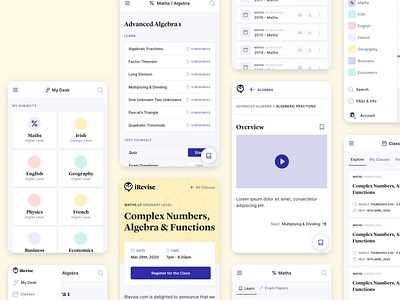 iRevise eLearning Web App - Mobile Designs app e learning product design ui uiux ux