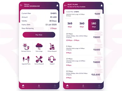 Internet Service App adobe xd app card design cards ui design internet mobile ui ux web