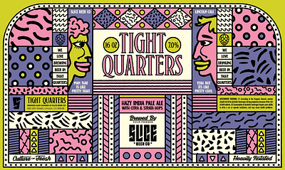 Tight Quarters badge branding craft beer french funko funky funky and fresh hops identity illustration packaging patterns pop quarters tight typography vector weird