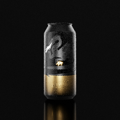 Cervoiz - Beer can 3d beer beer art beer branding beer can beer label black blender blender3d brand branding branding design dragon gold golden illustration minimalistic packaging packshot