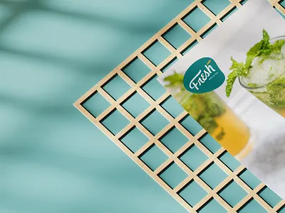 'Fresh' moji&tea —Poster Mockup ads branding design editorial design fresh layout mockup poster