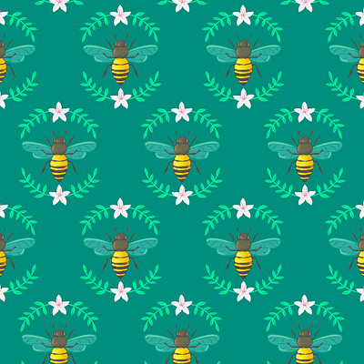 Southern Honeybees animals bee bees digital illustration digital painting honeybees illustration procreate repeat pattern surface design surface pattern