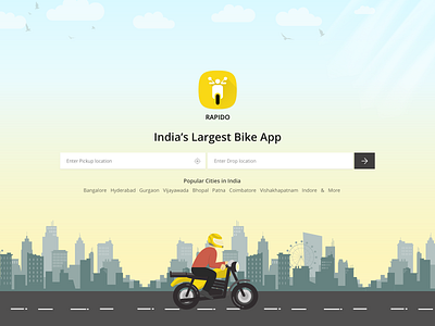 Redesigning Landing Page of Rapido App - DailyUI Challenge design illustration landing page design ui design