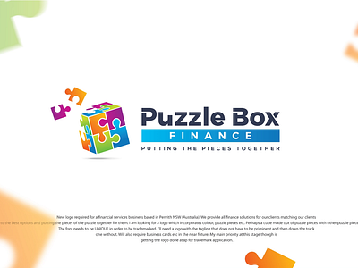 Puzzle Box Finance - Modern Logo Design for a Financial Company accounting app box logo brand identity brand style guide branding business card business logo conceptual logo creative logo financial financial logo icon logo logo design logo designer logos modern logo modren logo strategic logo