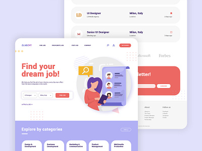 Job Search Portal daily ui dailyuichallenge design employment freelance freelance design illustration interface interface design job listing job portal job search platform ui ui design user interface web web ui website website design