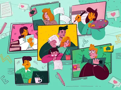 Team character design education illustration photoshop portrait procreate team teamwork website work