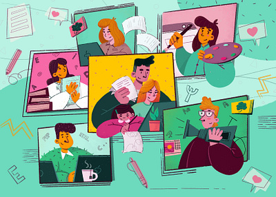 Team character design education illustration photoshop portrait procreate team teamwork website work