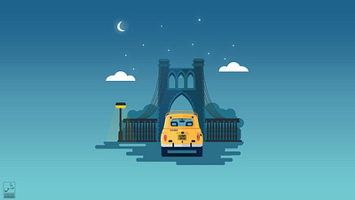 Sidi M'Cid Bridge at night 2d 2d art alger algeria algerie algiers algérie constantine design flat illustration vectorart