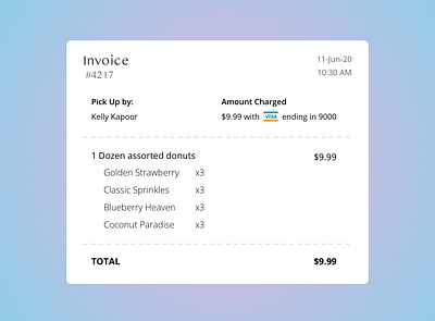 Invoice 046 app dailyui dailyuichallenge design invoice mobile receipt ui uidesign uiux uiuxdesign ux uxdesign uxui uxuidesign web